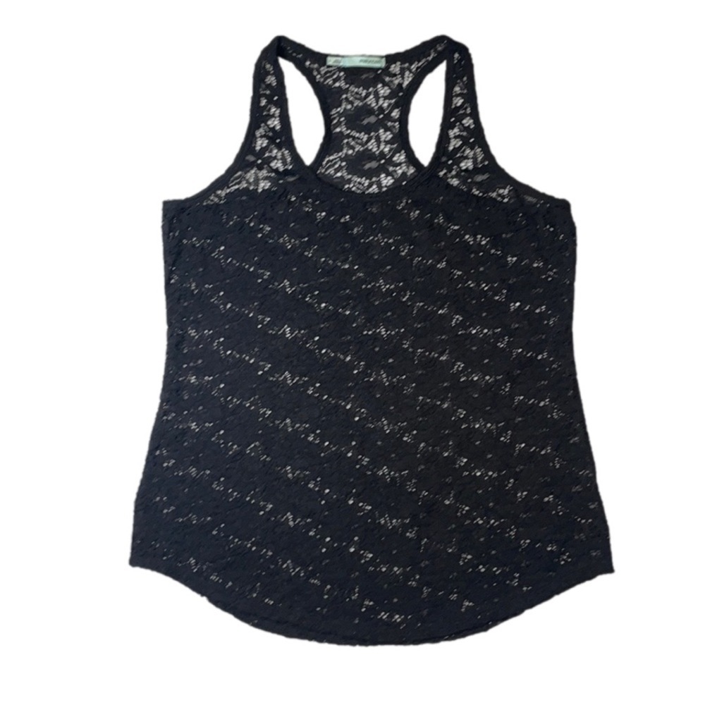 Maurice’s L lace unlined racerback tank top black curved hem
